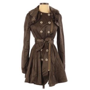Anthropologie Elevenses Dark Green Trench Coat